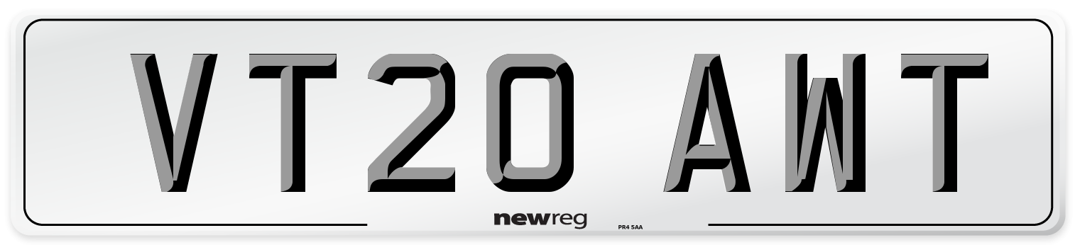 VT20 AWT Number Plate from New Reg